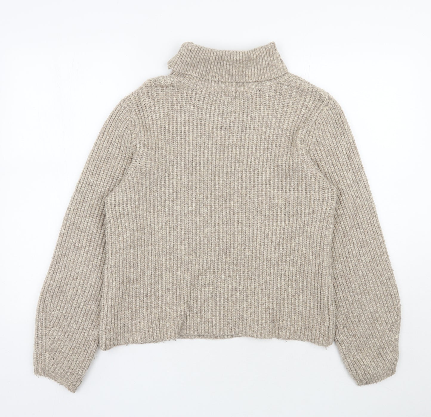 River Island Womens Beige Roll Neck  Acrylic Pullover Jumper Size 12