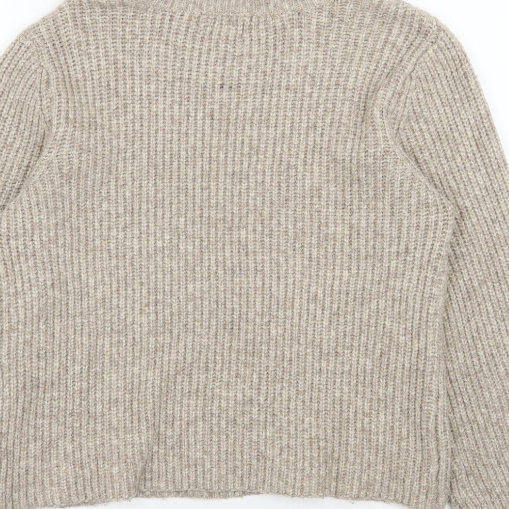 River Island Womens Beige Roll Neck  Acrylic Pullover Jumper Size 12