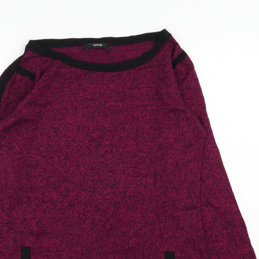 George Womens Pink Round Neck  Viscose Tunic Jumper Size 14