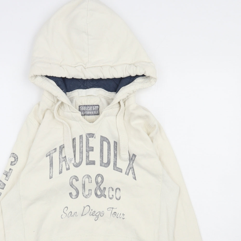 SoulCal&Co Womens Ivory  Cotton Pullover Hoodie Size 16  Pullover
