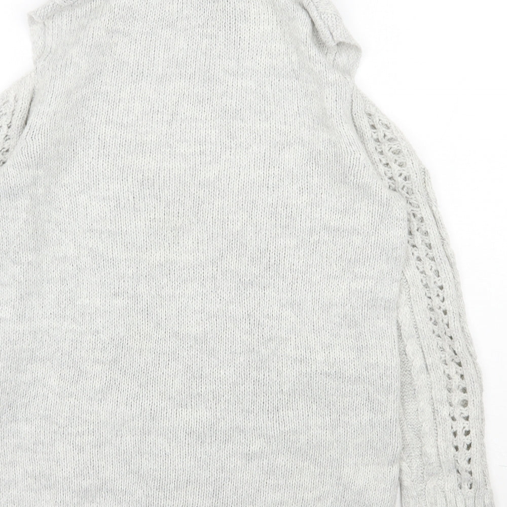 Papaya Womens Grey Roll Neck  Acrylic Pullover Jumper Size S   - Cold shoulder