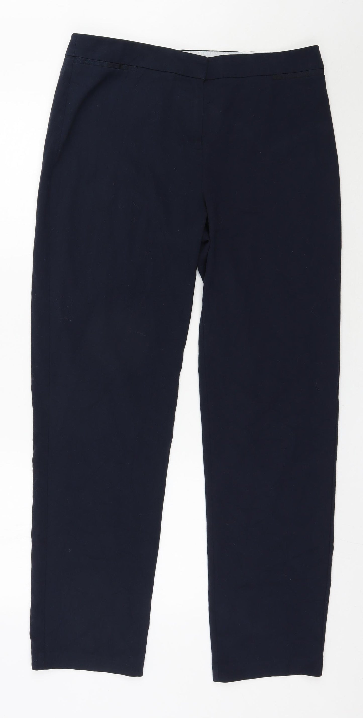 Marks and Spencer Womens Blue  Polyester Trousers  Size 14 L31 in Regular Zip