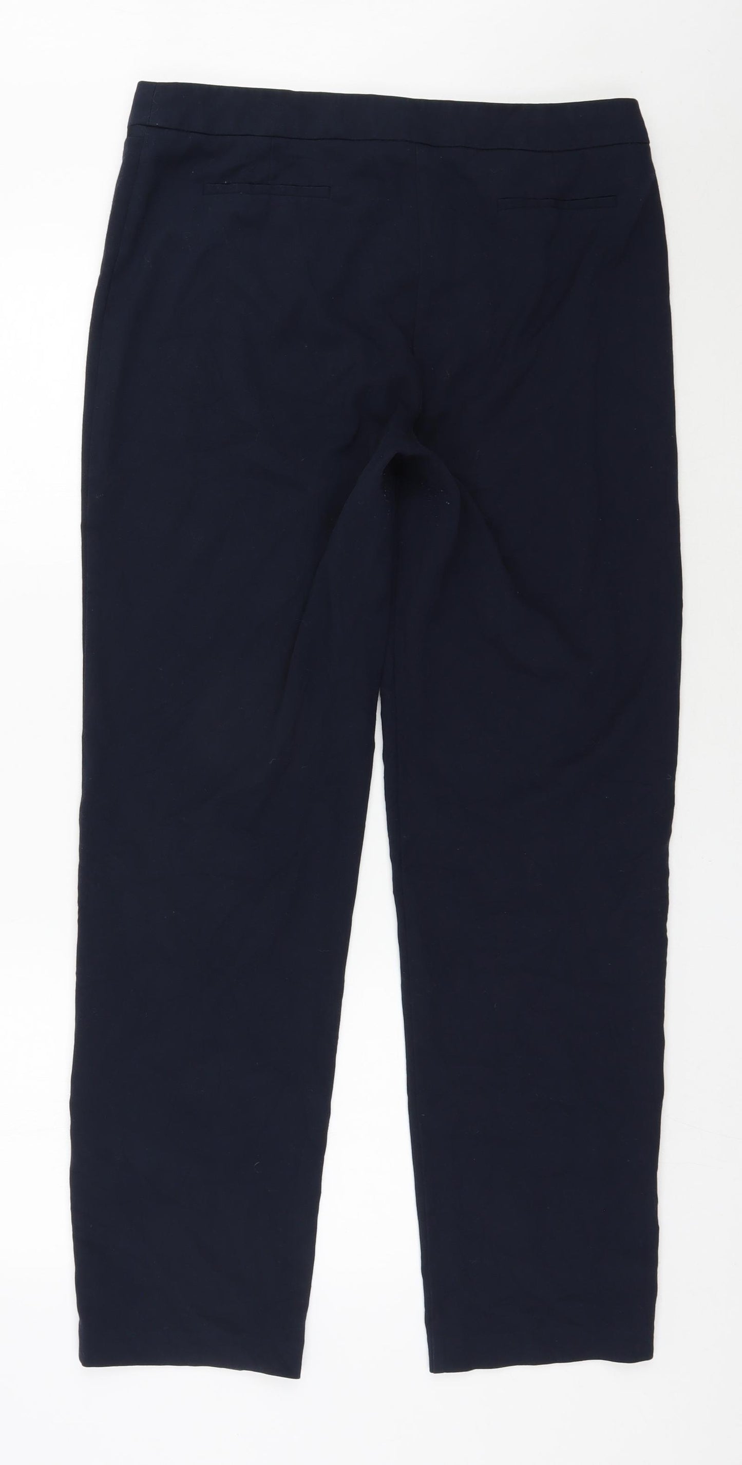 Marks and Spencer Womens Blue  Polyester Trousers  Size 14 L31 in Regular Zip