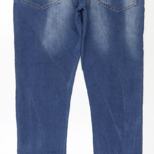 Crosshatch Mens Blue  Cotton Straight Jeans Size 34 in L32 in Regular Zip