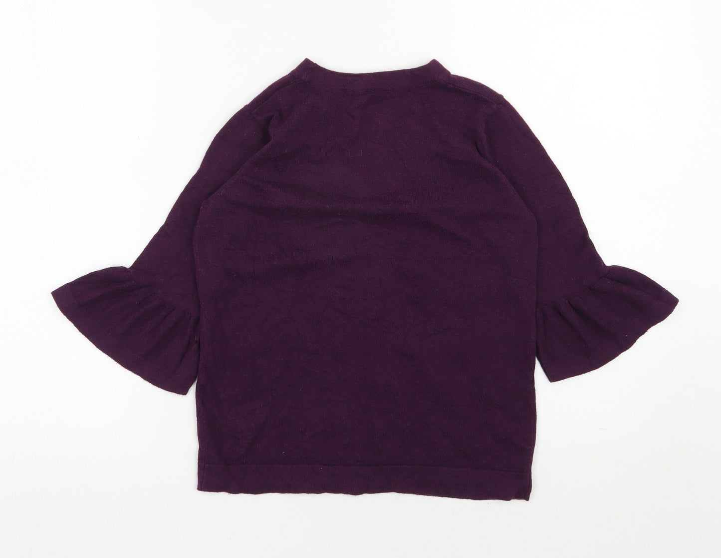 Oasis Womens Purple Round Neck Floral Cotton Pullover Jumper Size XS