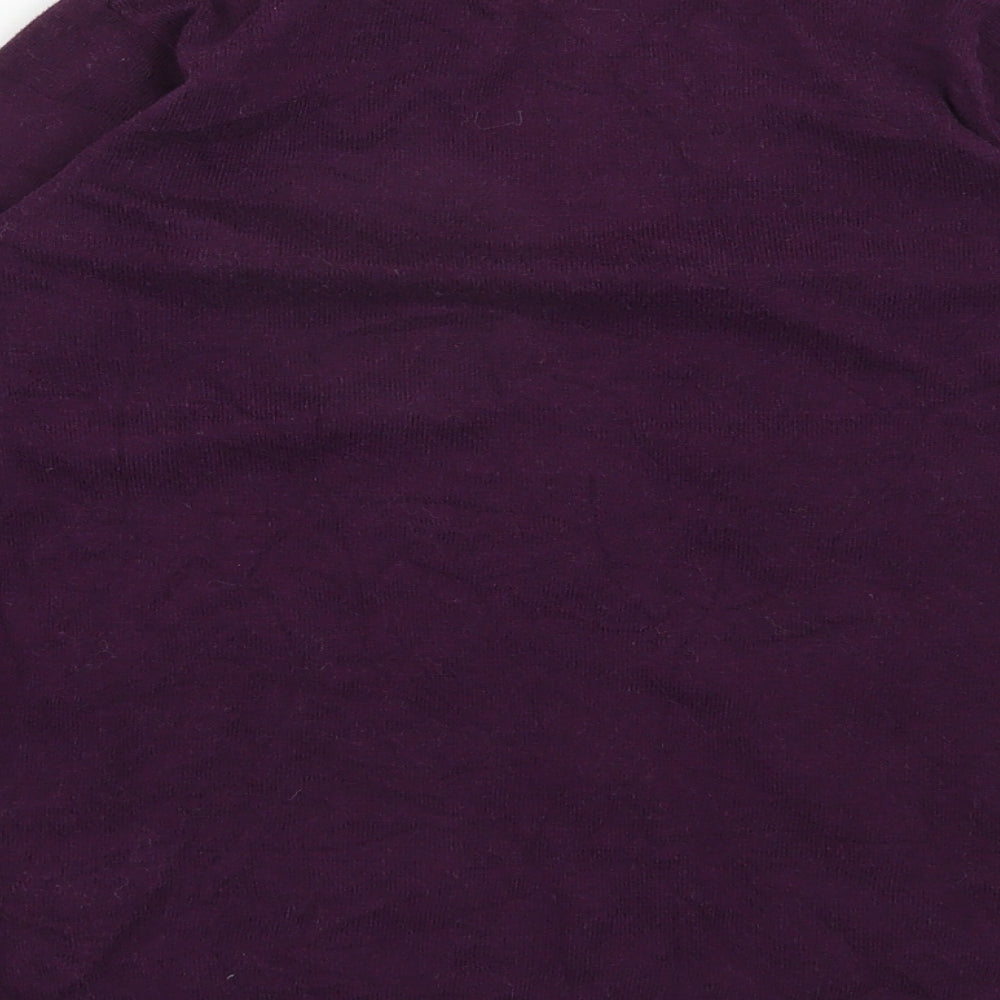 Oasis Womens Purple Round Neck Floral Cotton Pullover Jumper Size XS