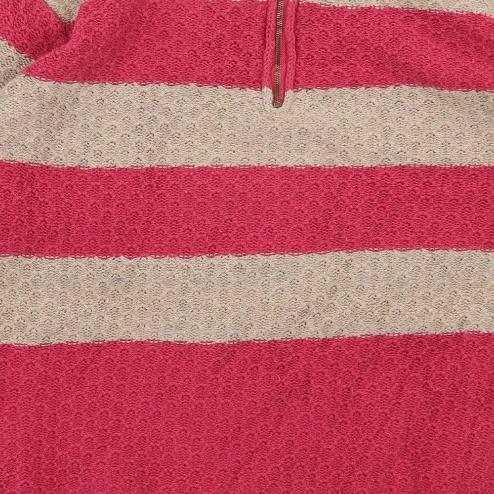 TG Womens Pink Scoop Neck Striped Cotton Pullover Jumper Size 12