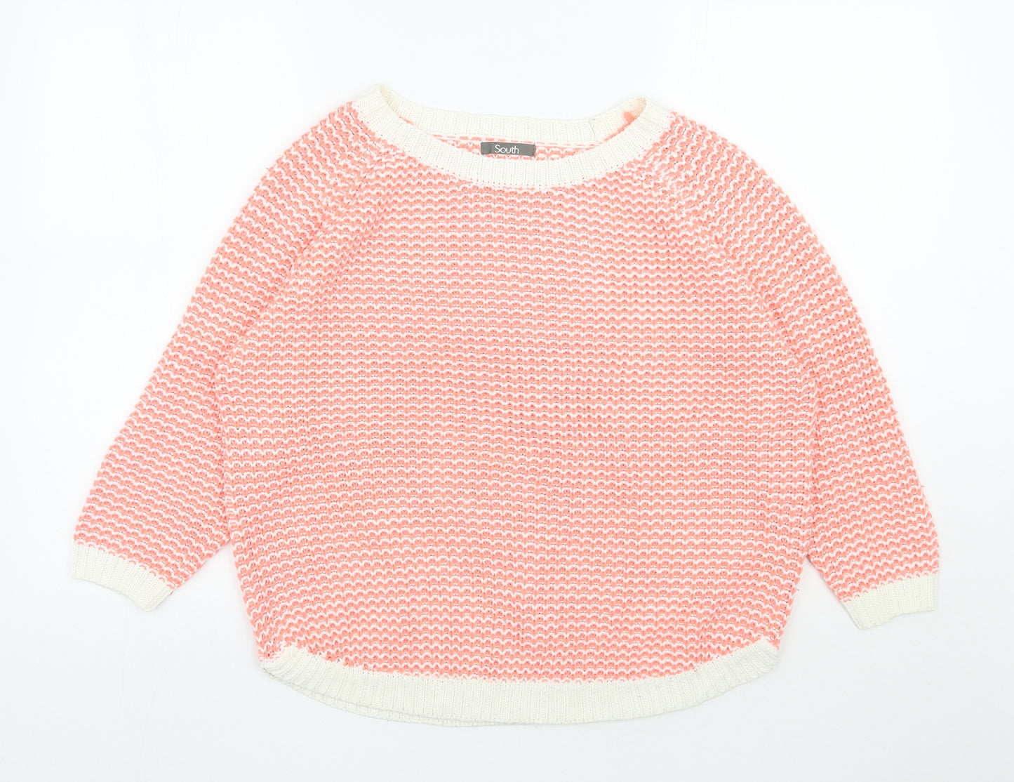South Womens Orange Round Neck  Acrylic Pullover Jumper Size 14