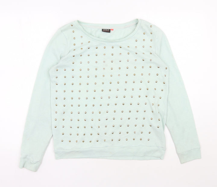 Only Womens Green Polyester Pullover Sweatshirt Size L Pullover