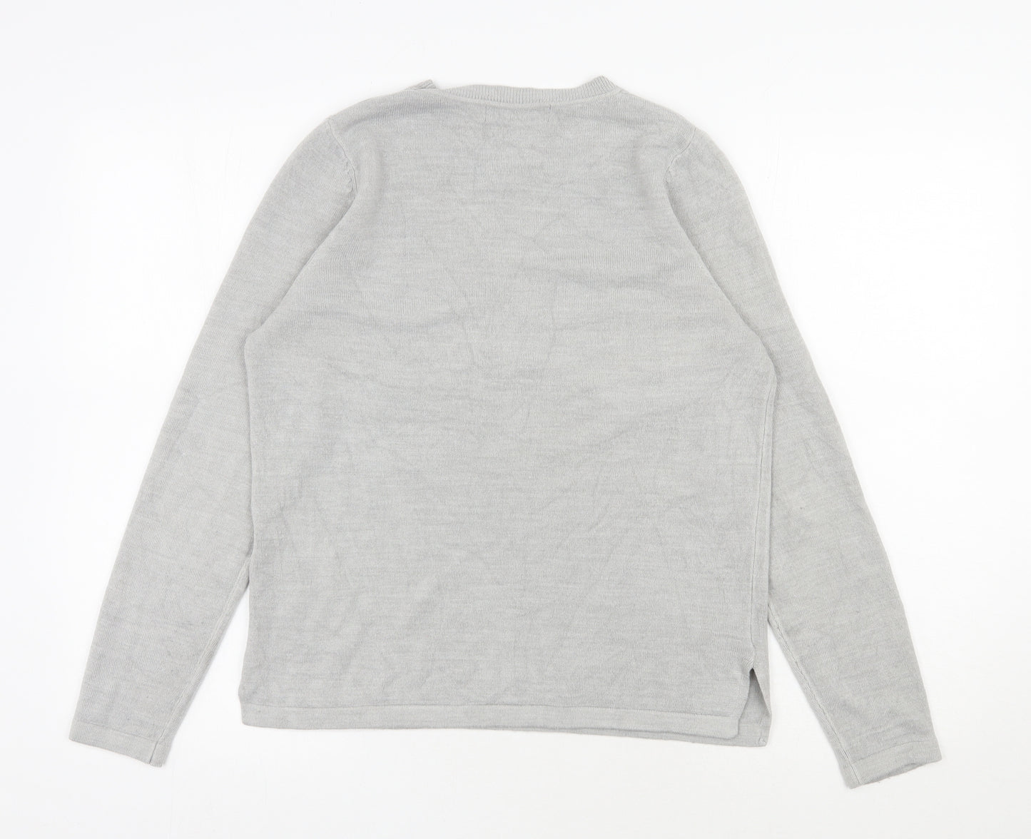 Marks and Spencer Womens Grey Round Neck  Acrylic Pullover Jumper Size 12