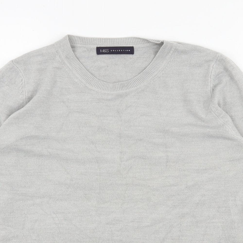 Marks and Spencer Womens Grey Round Neck  Acrylic Pullover Jumper Size 12