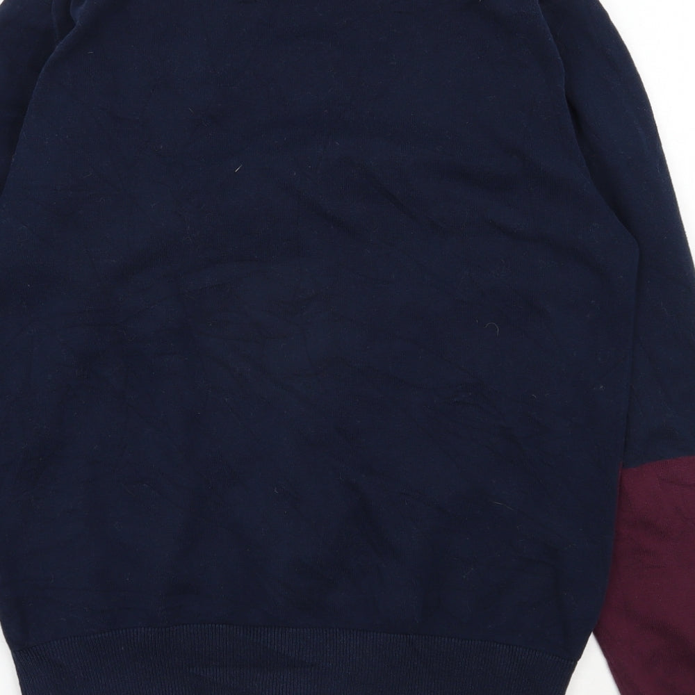 French Connection Mens Blue V-Neck  Cotton Cardigan Jumper Size M