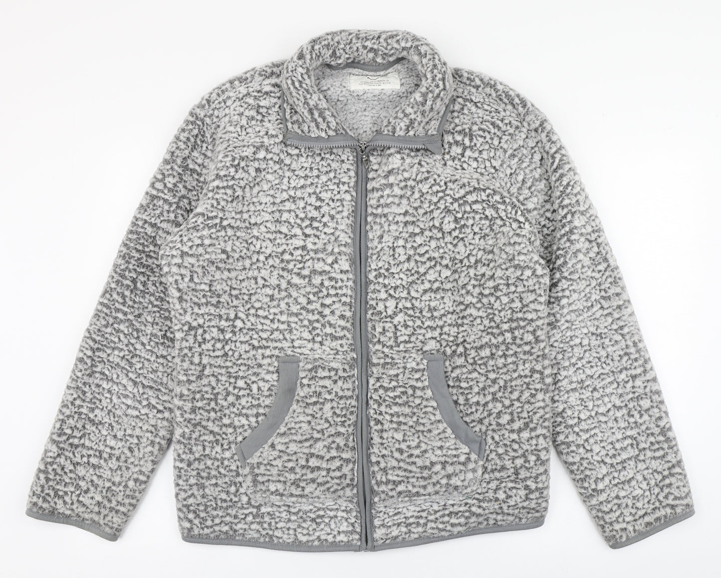 F&F Womens Grey Crew Neck  Polyester Full Zip Jumper Size 10   - Soft touch Size 8-10