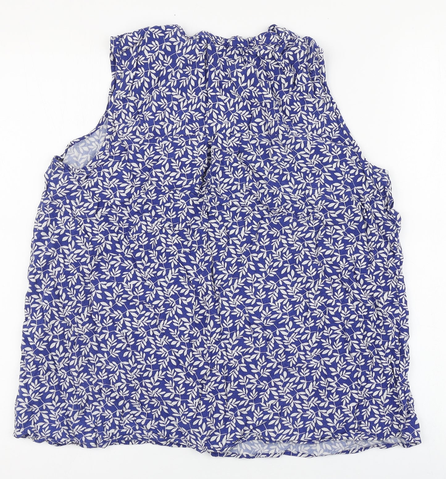 F&F Womens Blue Floral Viscose Basic Blouse Size 18 Round Neck