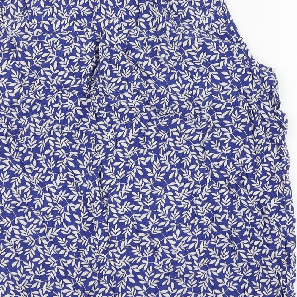 F&F Womens Blue Floral Viscose Basic Blouse Size 18 Round Neck