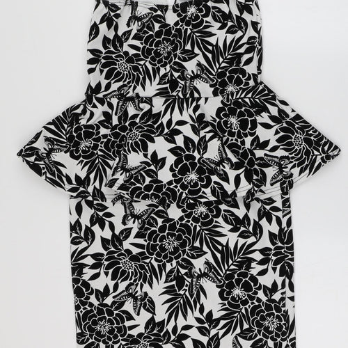 Quiz Womens Black Floral Polyester Bodycon  Size 10  Sweetheart Pullover - Butterfly