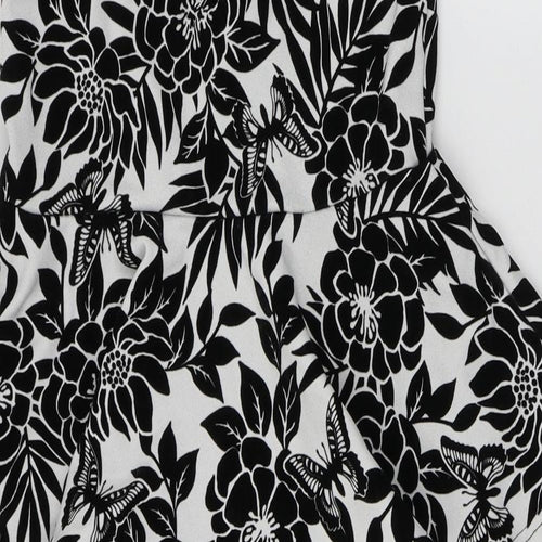 Quiz Womens Black Floral Polyester Bodycon  Size 10  Sweetheart Pullover - Butterfly