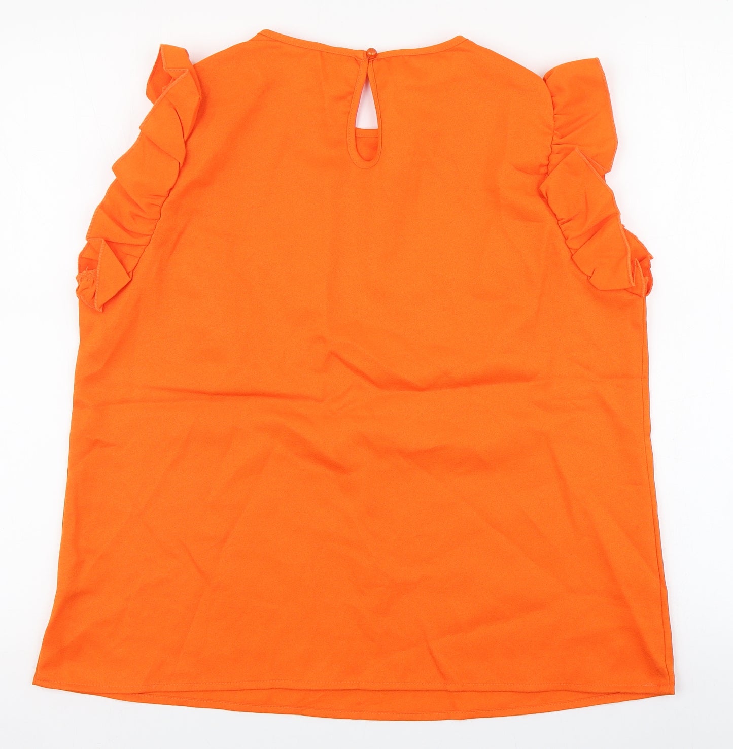 SheIn Womens Orange  Polyester Basic Blouse Size L Round Neck