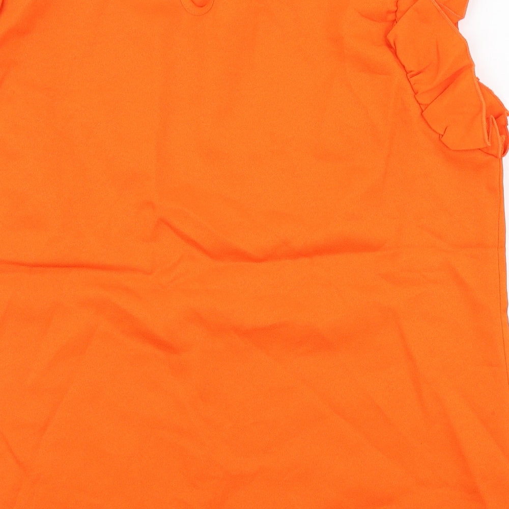 SheIn Womens Orange  Polyester Basic Blouse Size L Round Neck
