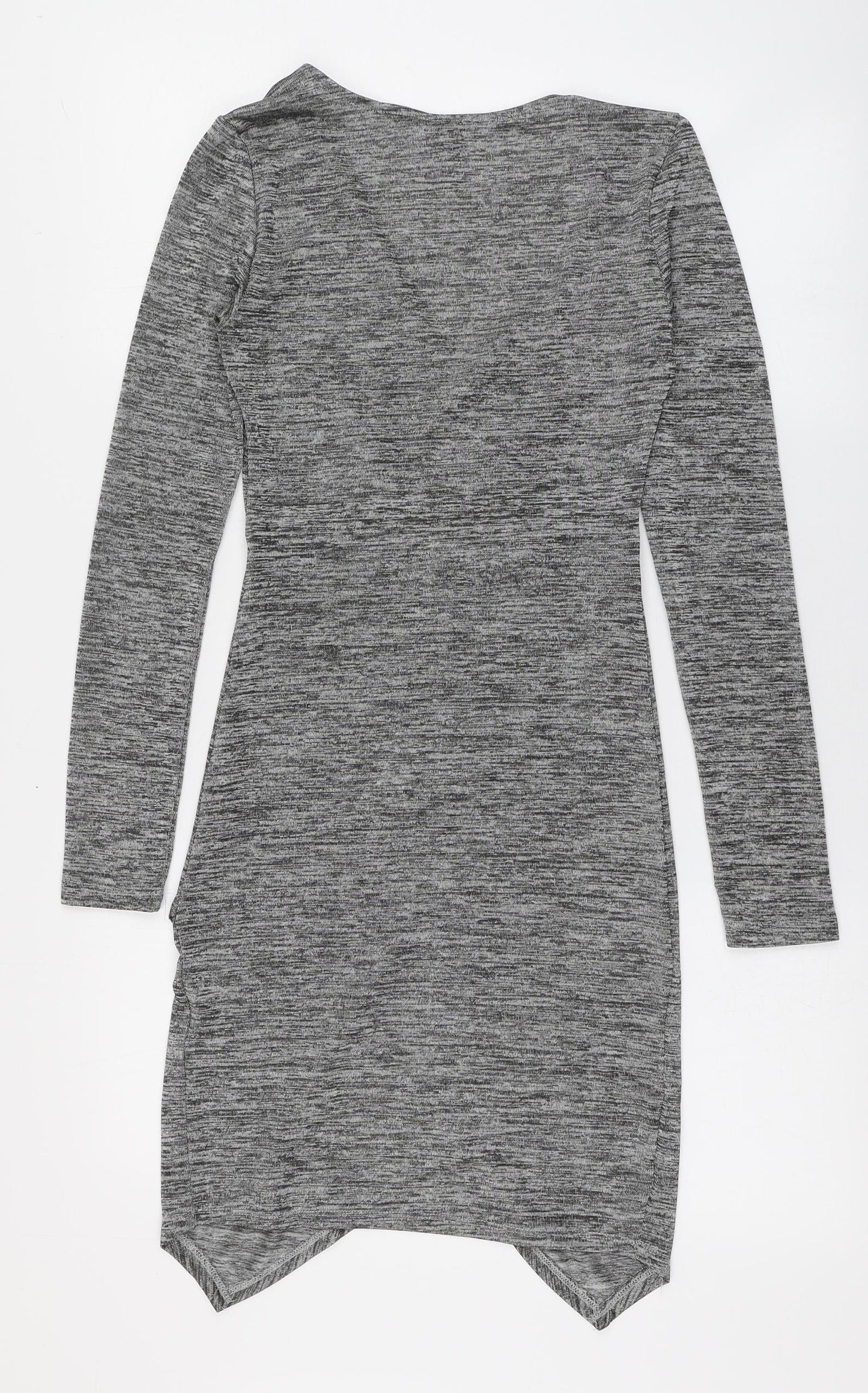 H&M Womens Grey  Polyester Bodycon  Size 8  V-Neck Pullover