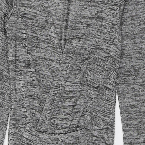 H&M Womens Grey  Polyester Bodycon  Size 8  V-Neck Pullover