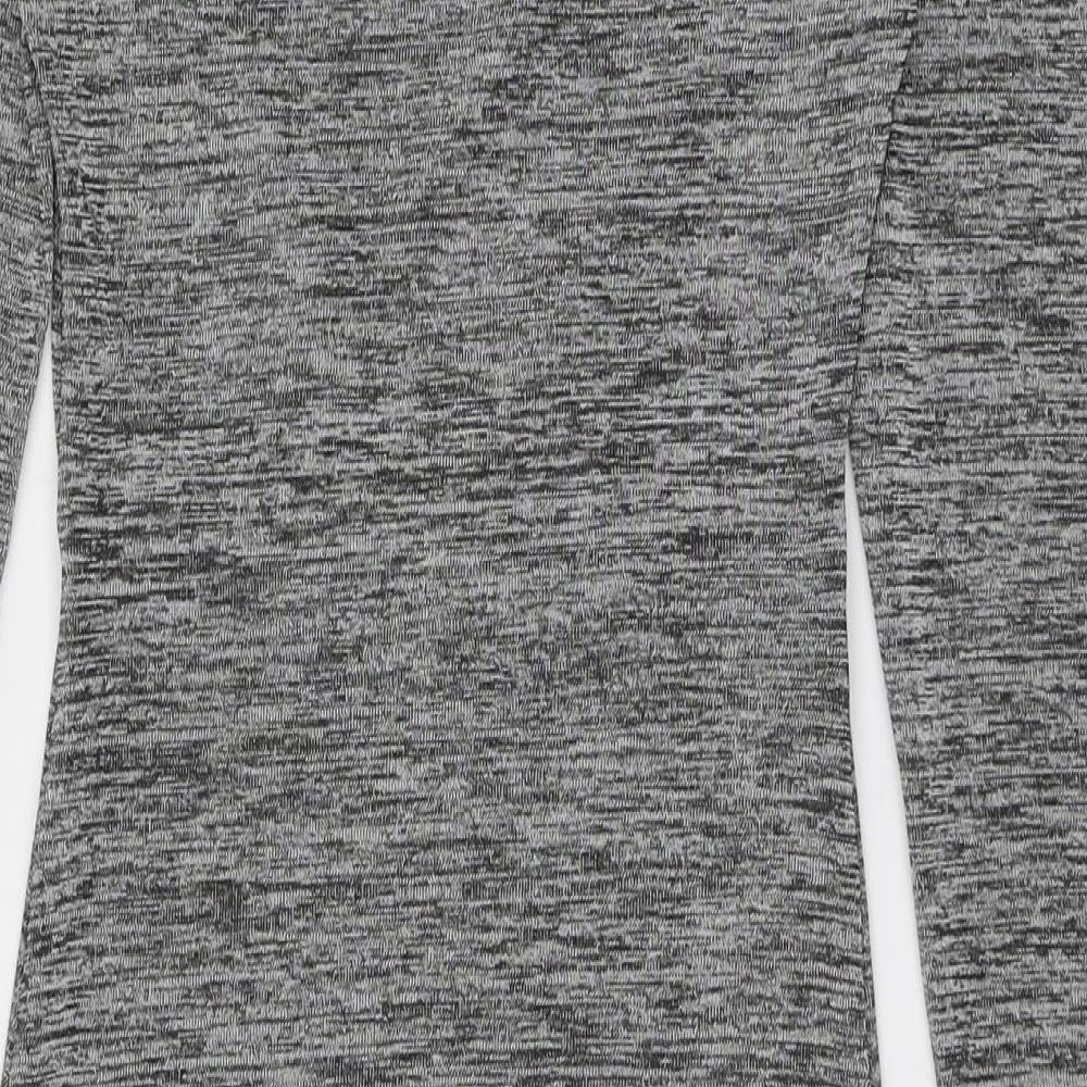 H&M Womens Grey  Polyester Bodycon  Size 8  V-Neck Pullover