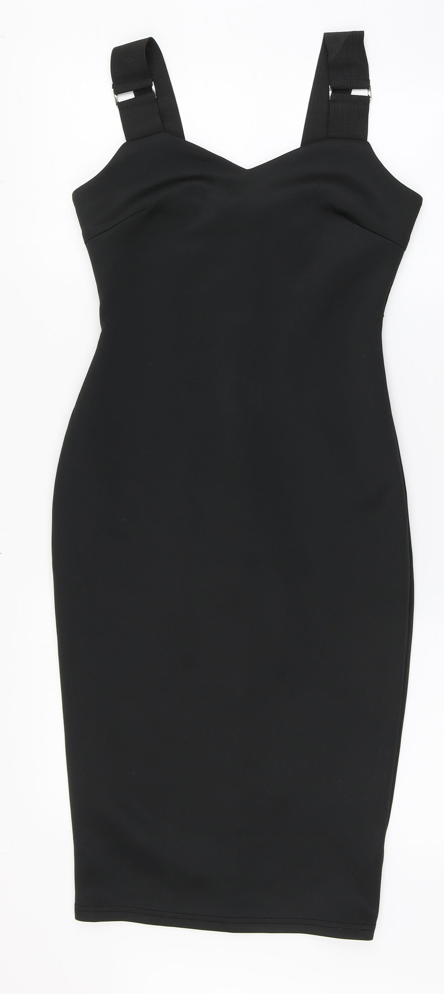 AX Paris Womens Black  Polyester Bodycon  Size 10  Sweetheart Zip - Elasticated shoulder straps