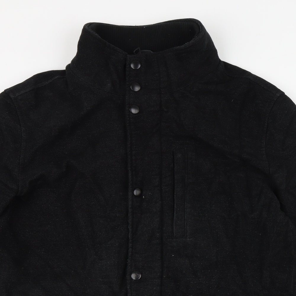 Marks and Spencer Mens Black   Overcoat Coat Size L  Zip - Soft touch