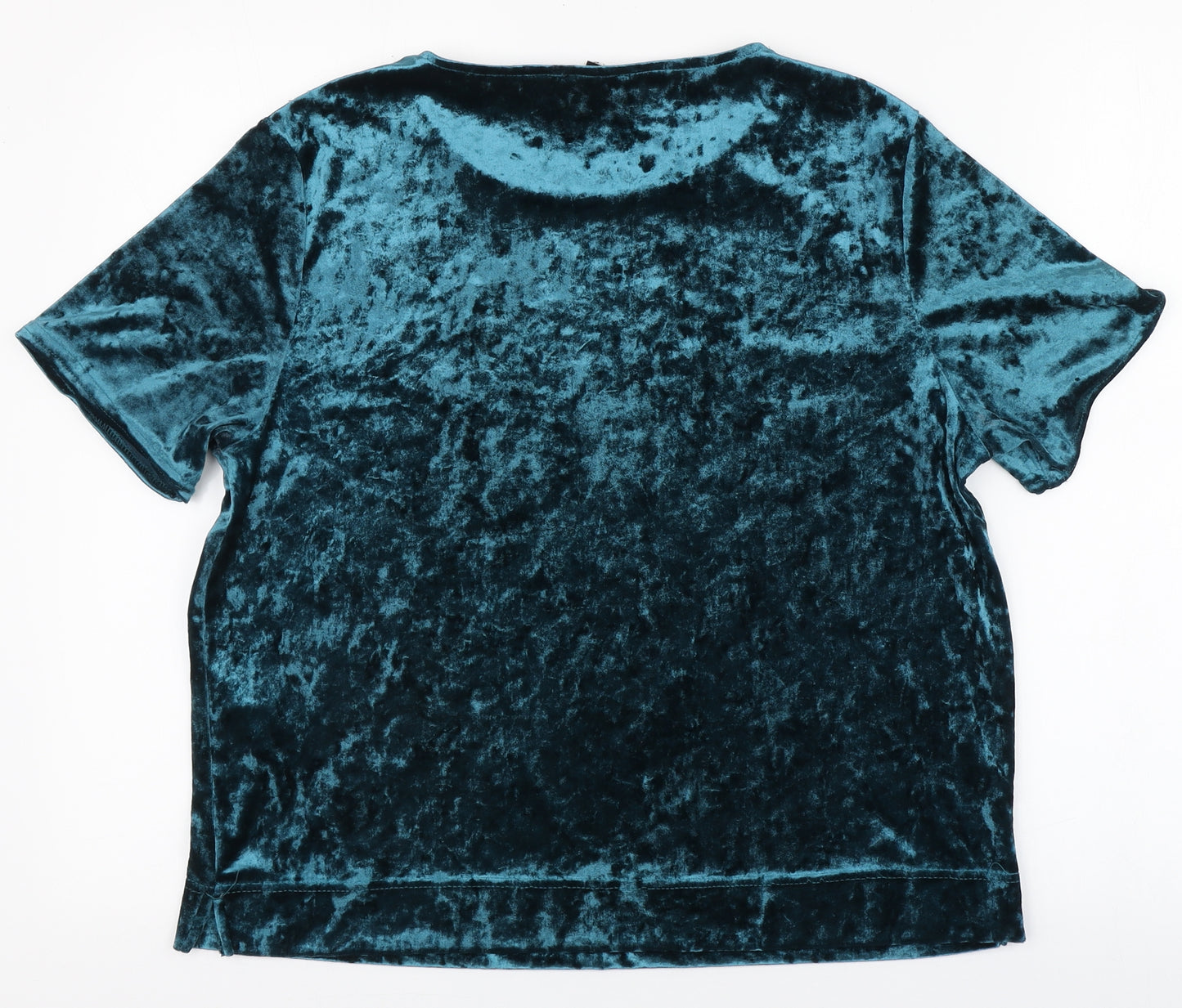 New Look Womens Blue  Polyester Basic T-Shirt Size 14 Round Neck