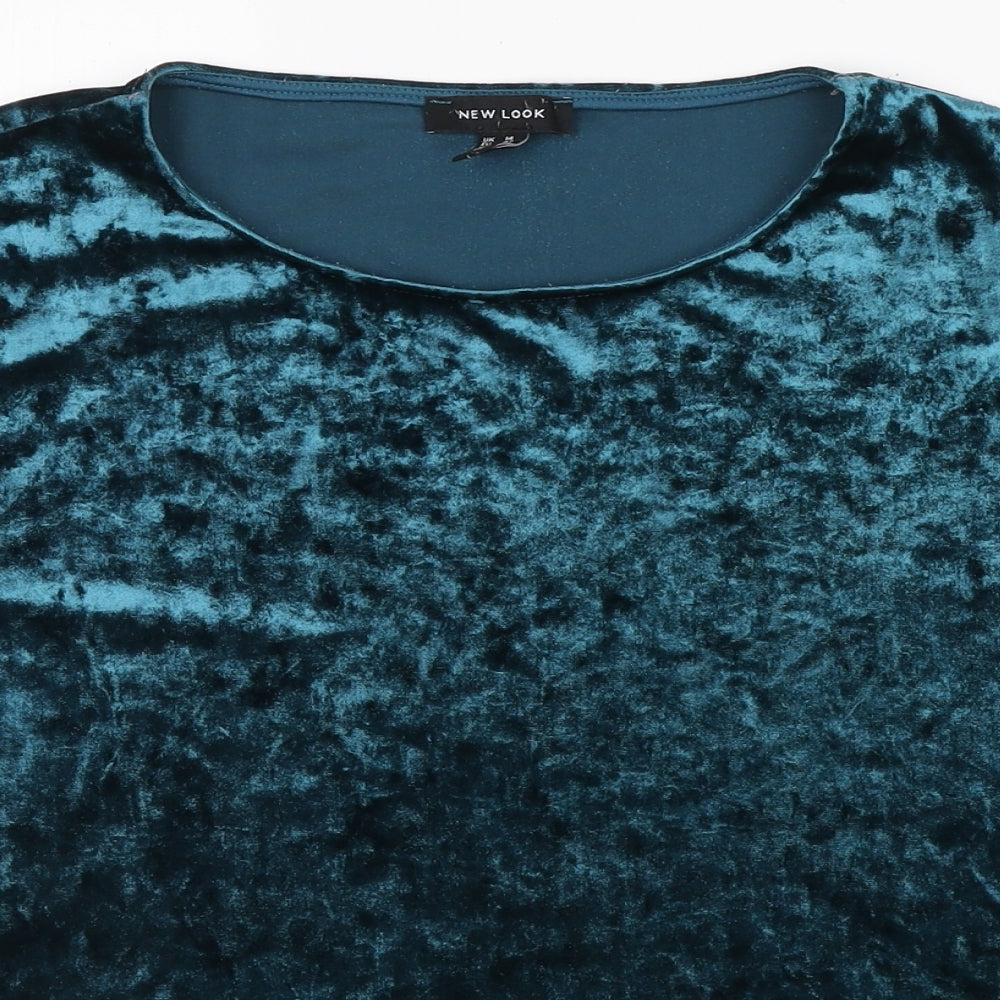 New Look Womens Blue  Polyester Basic T-Shirt Size 14 Round Neck