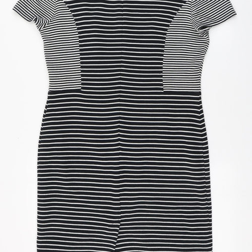 CC Womens Blue Striped Acrylic Bodycon  Size 14  Round Neck Zip - Back split