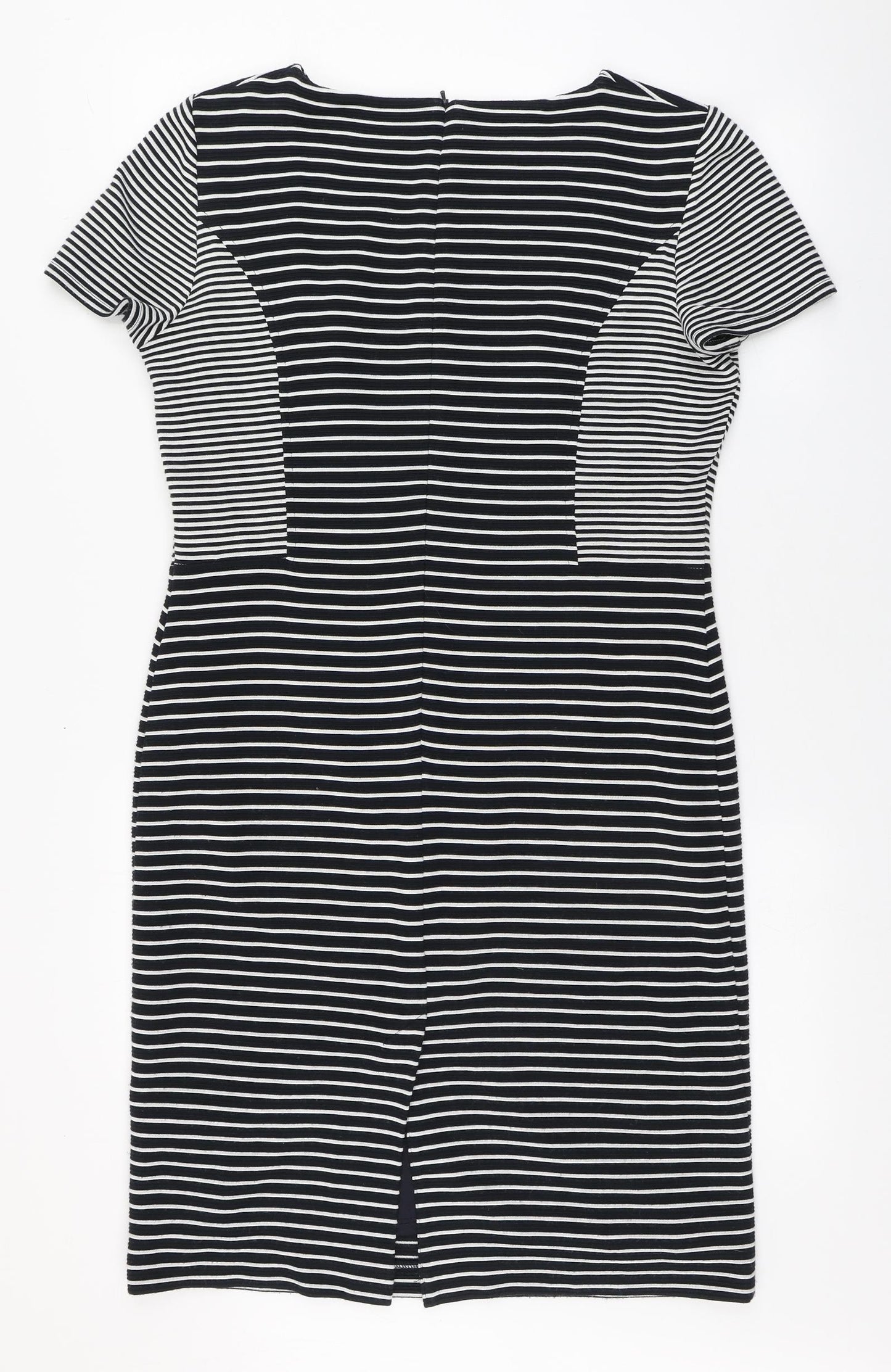 CC Womens Blue Striped Acrylic Bodycon  Size 14  Round Neck Zip - Back split