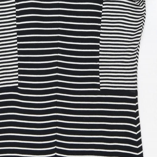 CC Womens Blue Striped Acrylic Bodycon  Size 14  Round Neck Zip - Back split