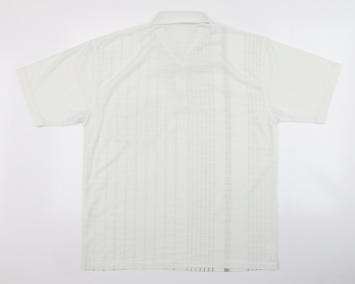 Vicky Lee Mens Ivory Striped Cotton  Button-Up Size L Collared Button