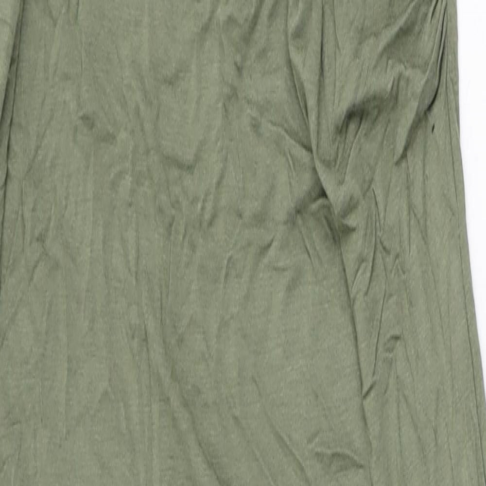 Boohoo Womens Green  Viscose Maxi  Size 12  Scoop Neck Pullover - Ruched sides