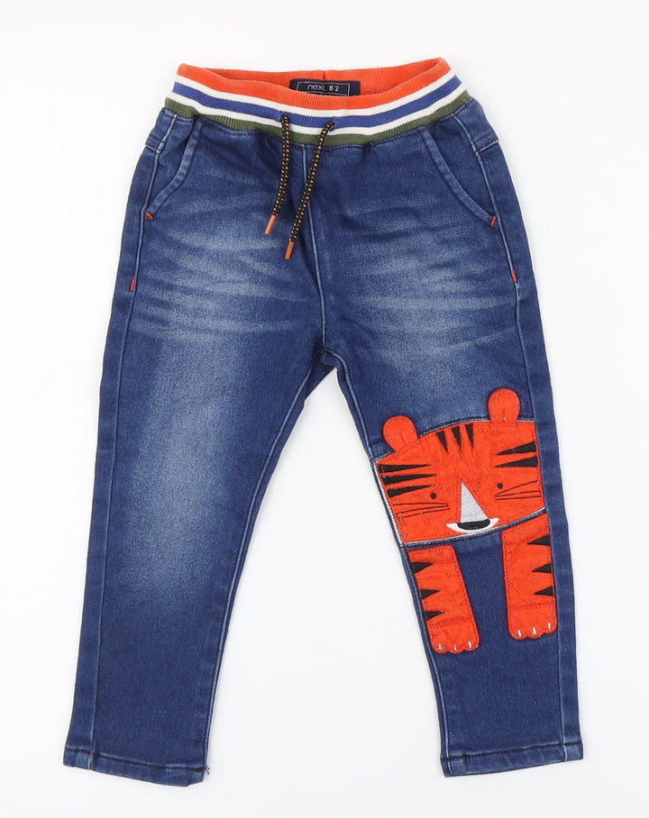 NEXT Boys Blue Cotton Jogger Jeans Size 24 Months Pullover - Tiger