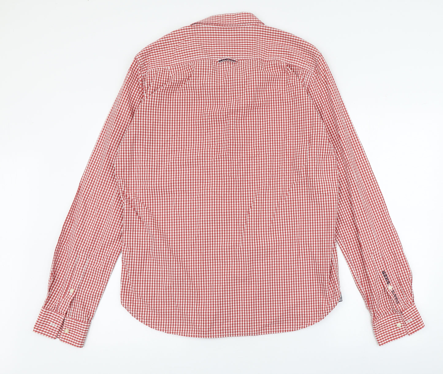 Superdry Mens Red Plaid Cotton  Button-Up Size XL Collared Button