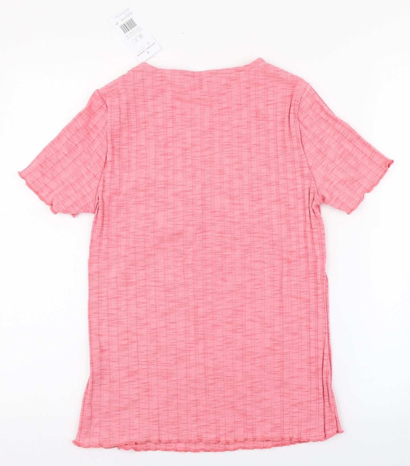 F&F Womens Pink  Polyester Basic Blouse Size 8 V-Neck - Pleated design