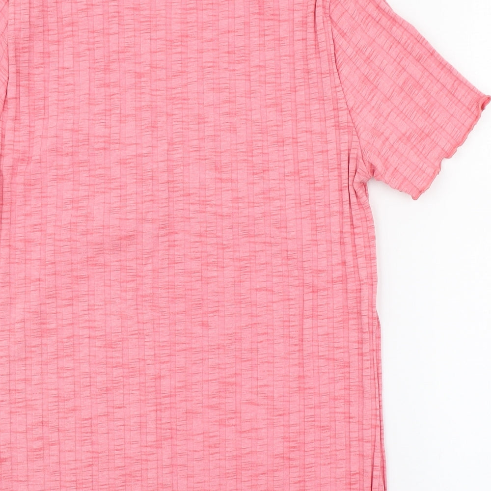 F&F Womens Pink  Polyester Basic Blouse Size 8 V-Neck - Pleated design