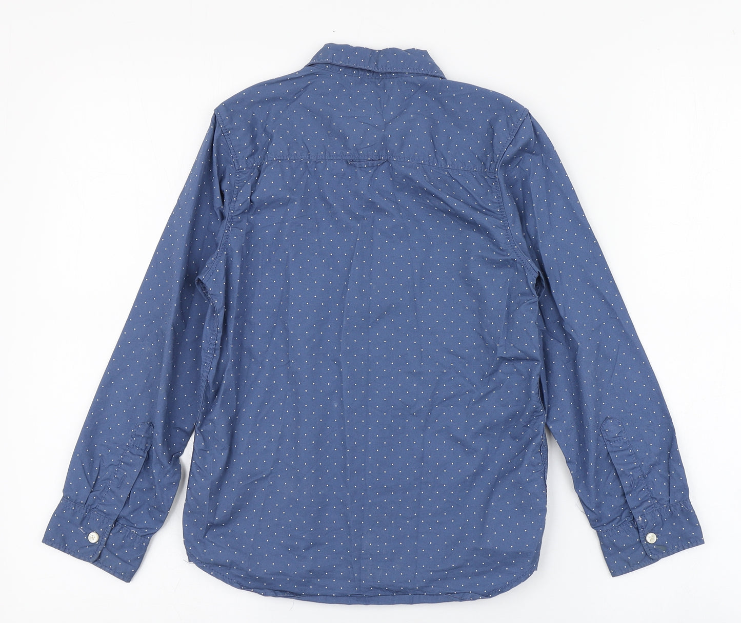 L.O.G.G Boys Blue Polka Dot 100% Cotton Basic Button-Up Size 7-8 Years Collared Button