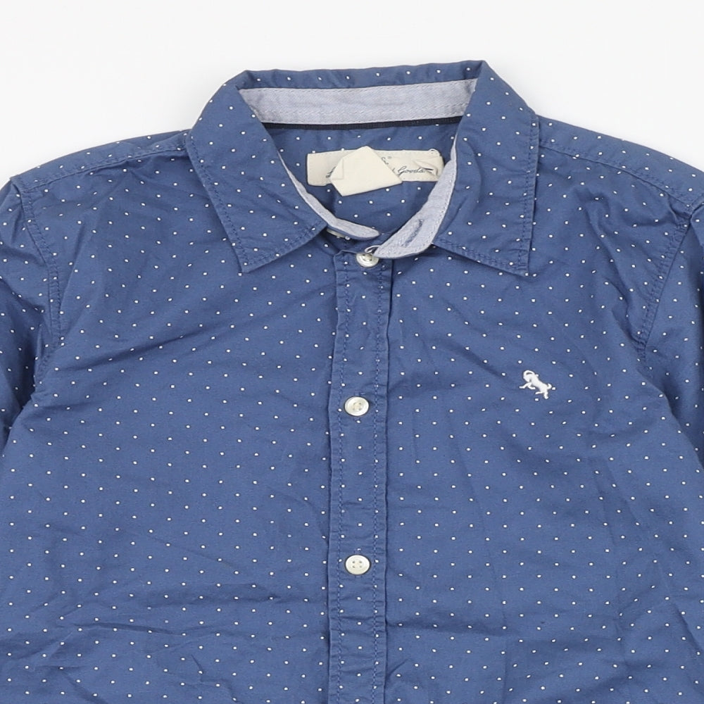 L.O.G.G Boys Blue Polka Dot 100% Cotton Basic Button-Up Size 7-8 Years Collared Button