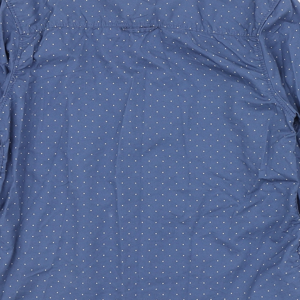 L.O.G.G Boys Blue Polka Dot 100% Cotton Basic Button-Up Size 7-8 Years Collared Button