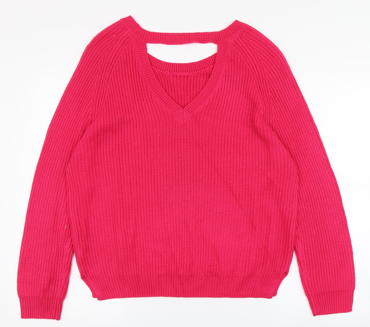 George Womens Pink Scoop Neck  Acrylic Pullover Jumper Size 12
