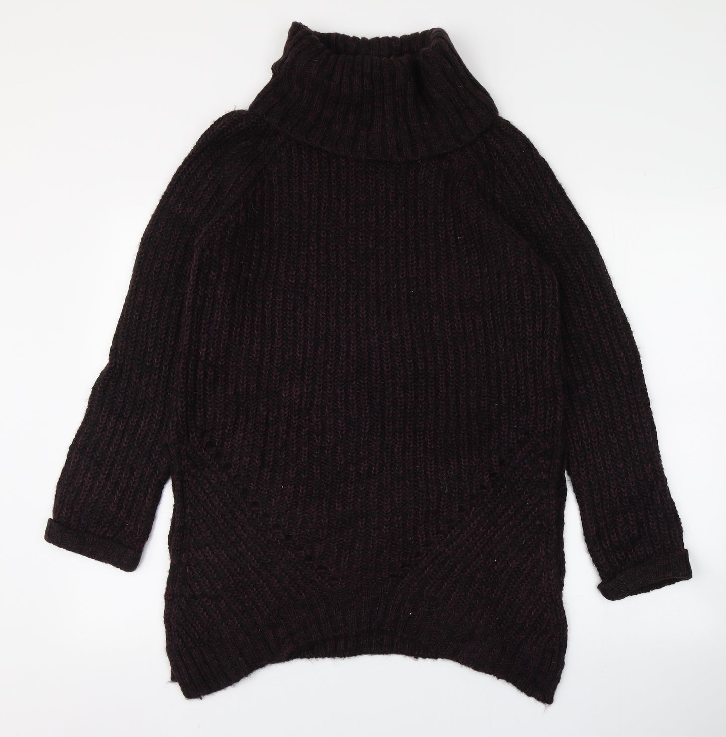 Papaya Womens Purple Roll Neck  Acrylic Pullover Jumper Size S