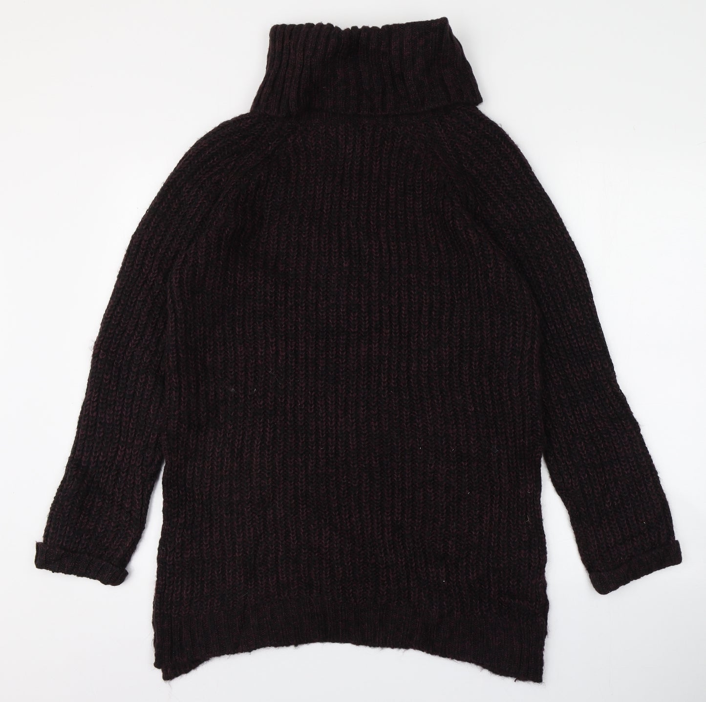 Papaya Womens Purple Roll Neck  Acrylic Pullover Jumper Size S