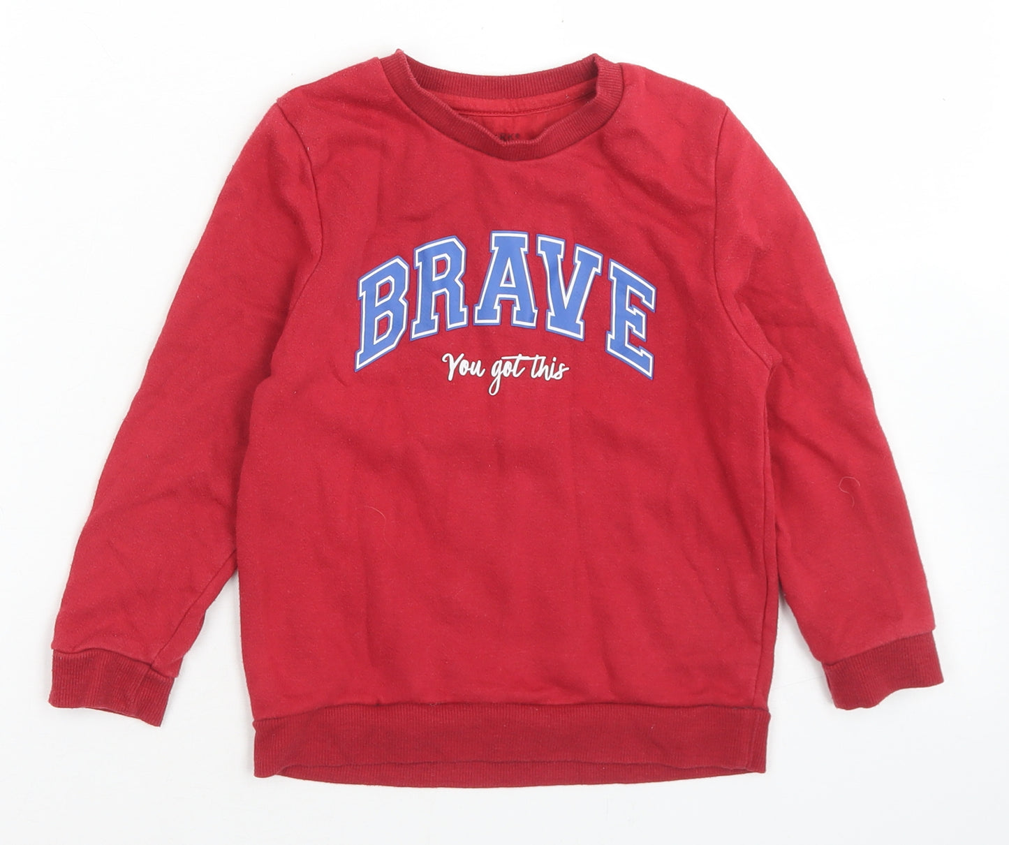 Primark Boys Red  Cotton Pullover Sweatshirt Size 4-5 Years   - Brave