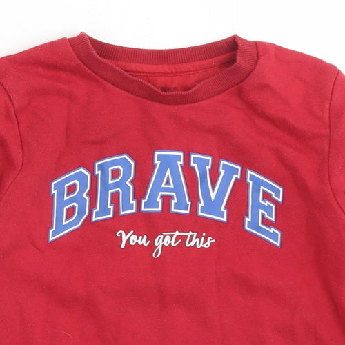 Primark Boys Red  Cotton Pullover Sweatshirt Size 4-5 Years   - Brave