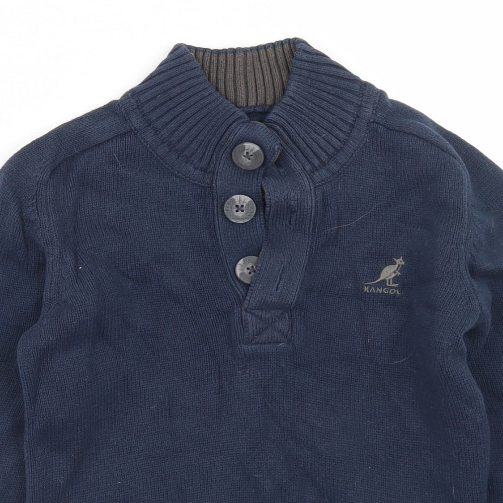 Kangol Boys Blue  Cotton Pullover Sweatshirt Size 7-8 Years  Button