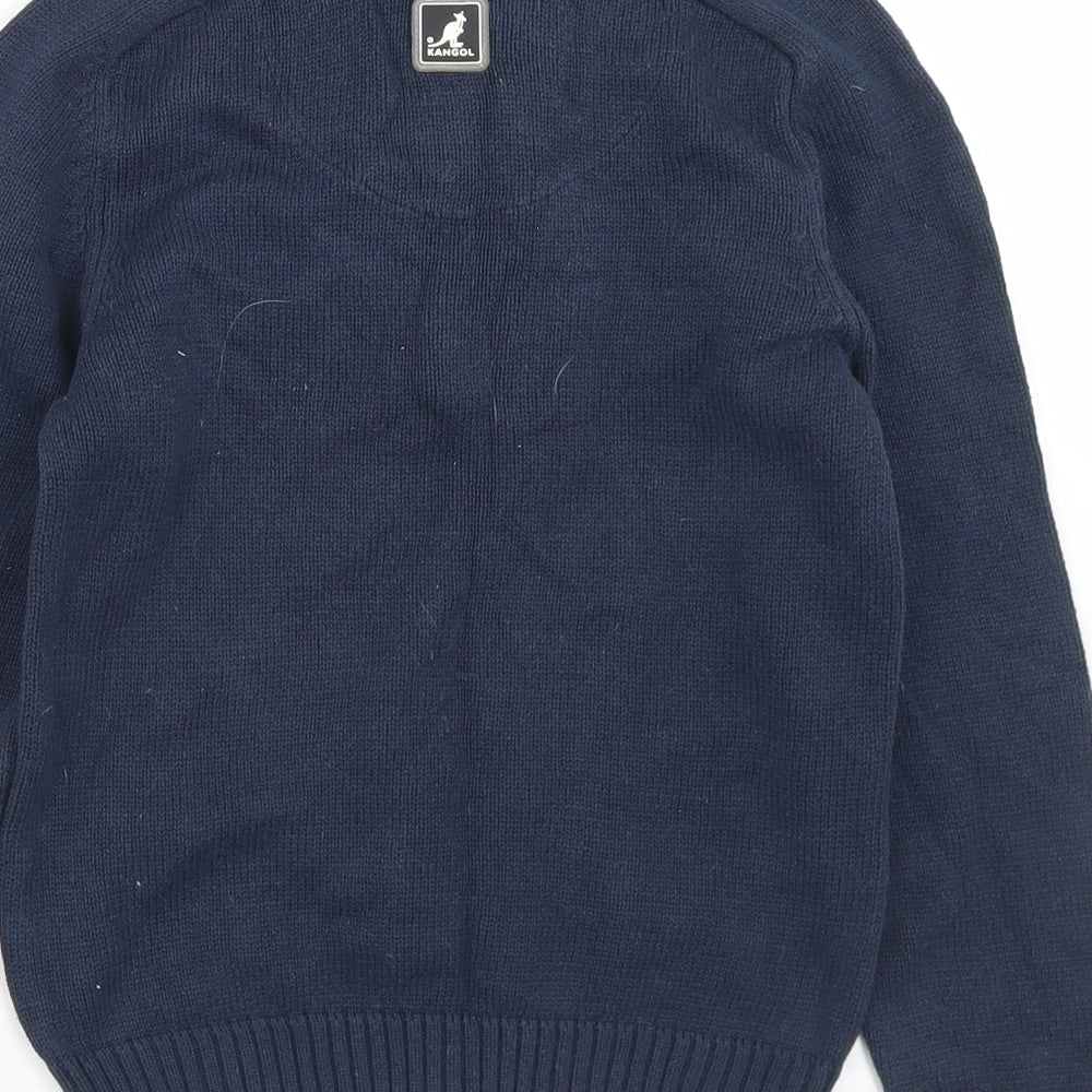 Kangol Boys Blue  Cotton Pullover Sweatshirt Size 7-8 Years  Button