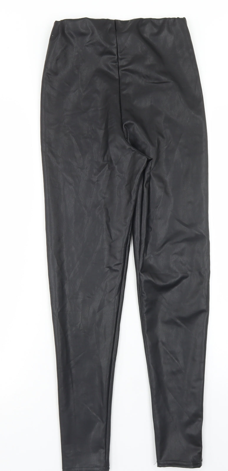 Miss Selfridge Womens Black  Polyurethane Trousers  Size 8 L23 in Regular